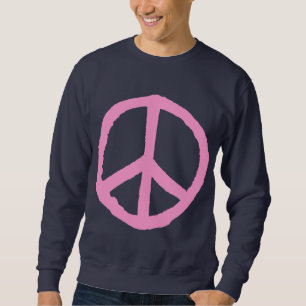 Rough Peace Symbol - Pink on Dark Sweatshirt