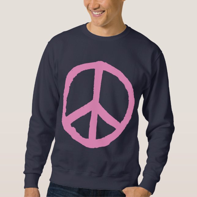 Rough Peace Symbol - Pink on Dark Sweatshirt (Front)