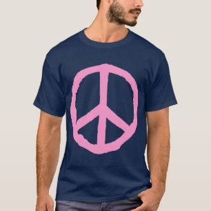 Rough Peace Symbol - Pink on Dark T-Shirt