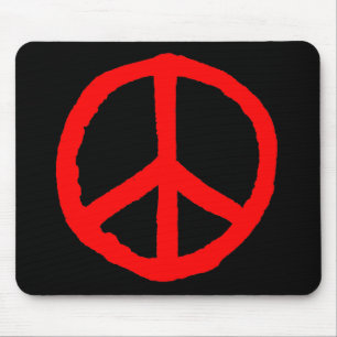 Rough Peace Symbol - Red on Black Mouse Pad