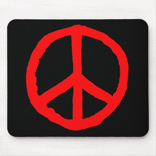 Rough Peace Symbol - Red on Black Mouse Pad (Front)