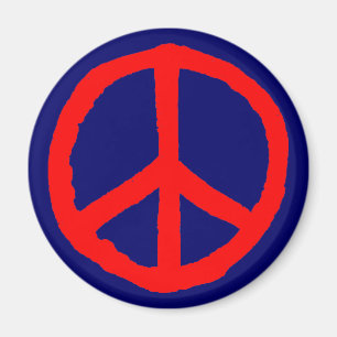 Rough Peace Symbol - Red on Dark Blue Magnet