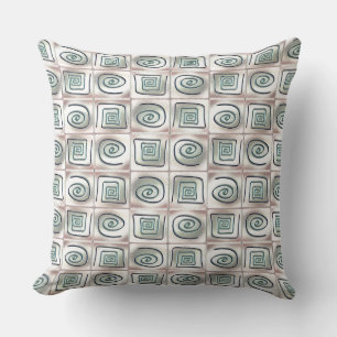 Rough pearly mosaic of squares with spiral design cushion