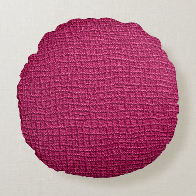 Rough pink leather round cushion (Front)