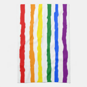 Rough Rainbow Stripes on Custom Colour Tea Towel