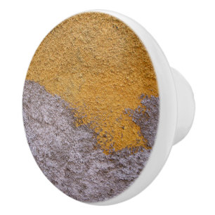 Rough Raw Beton Construction Wall Yelllow Grey Ceramic Knob