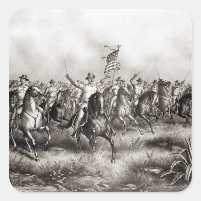 Rough Riders: Colonel Theodore Roosevelt Square Sticker (Front)