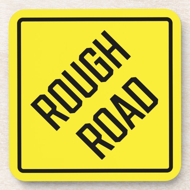Rough Road Hard Plastic Coaster (Front)