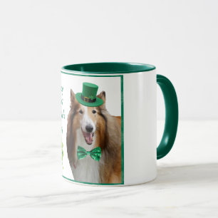 Rough Sable Collie St. Patrick's Mug