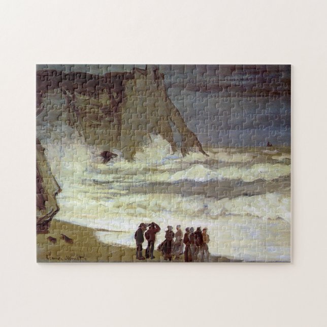 Rough Sea at Etretat Monet Fine Art Jigsaw Puzzle (Horizontal)