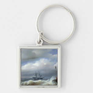 Rough Sea in Stormy Weather, 1846 Key Ring