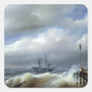 Rough Sea in Stormy Weather, 1846 Square Sticker