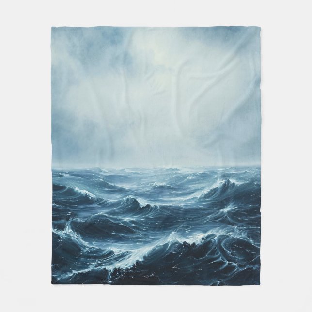 Rough Seas Ocean Waves Fleece Blanket (Front)