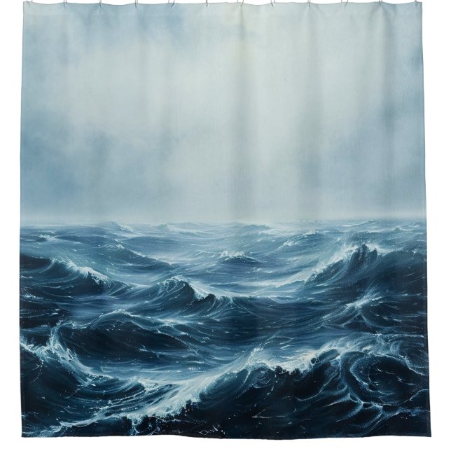 Rough Seas Ocean Waves Shower Curtain (Front)