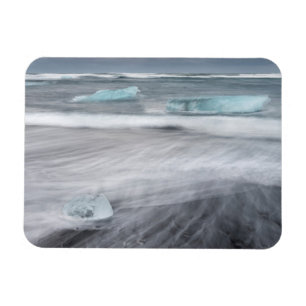 Rough Seascape with ice, iceland Magnet