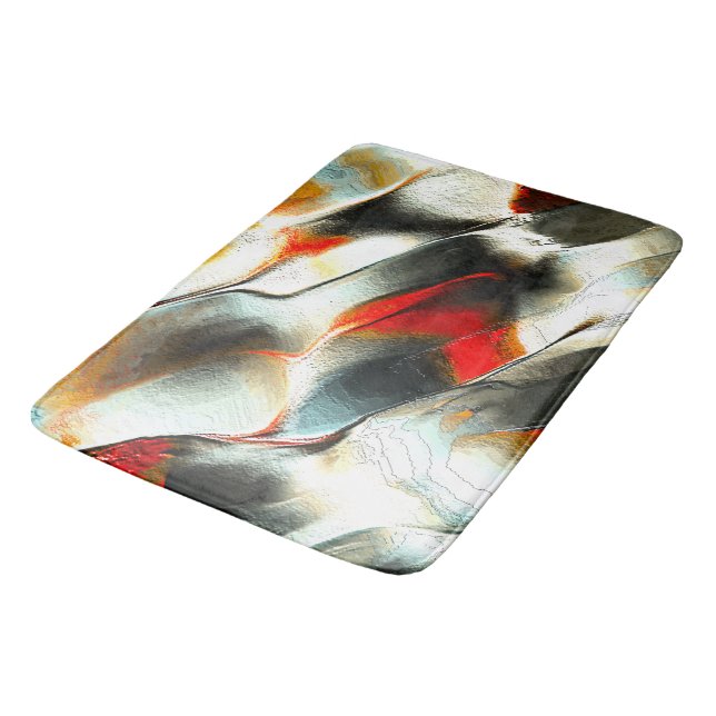 Rough silvery rock over burning ember, intensity bath mat (Angled)