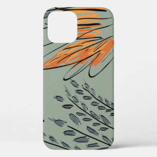Rough Sketched Grass Ethnic Design iPhone 12 Case