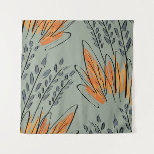 Rough Sketched Grass Ethnic Design Tapestry