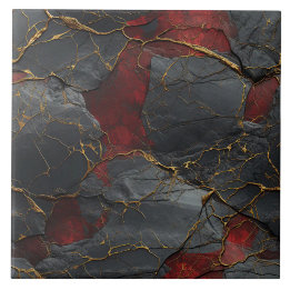 Rough Slate Texture Gold Veins Ceramic Tile