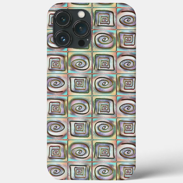Rough stained mosaic of squares with spiral design Case-Mate iPhone case (Back)