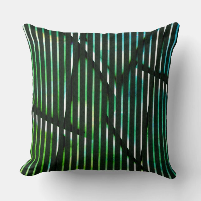 Rough stripes over green stained  abstract design cushion (Front)