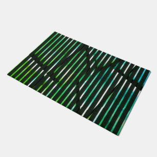 Rough stripes over green stained  abstract design  doormat