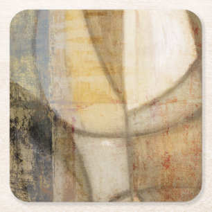 Rough Textured Earth Tone Painting Square Paper Coaster