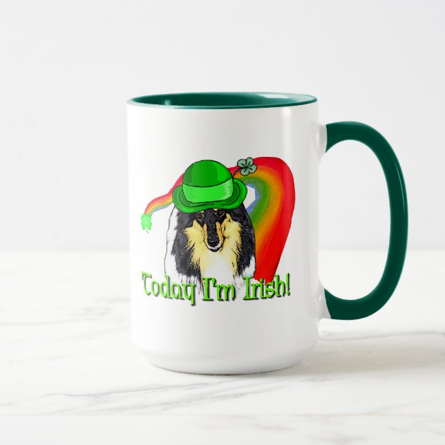 Rough Tri Collie Saint Patricks Mug (Right)