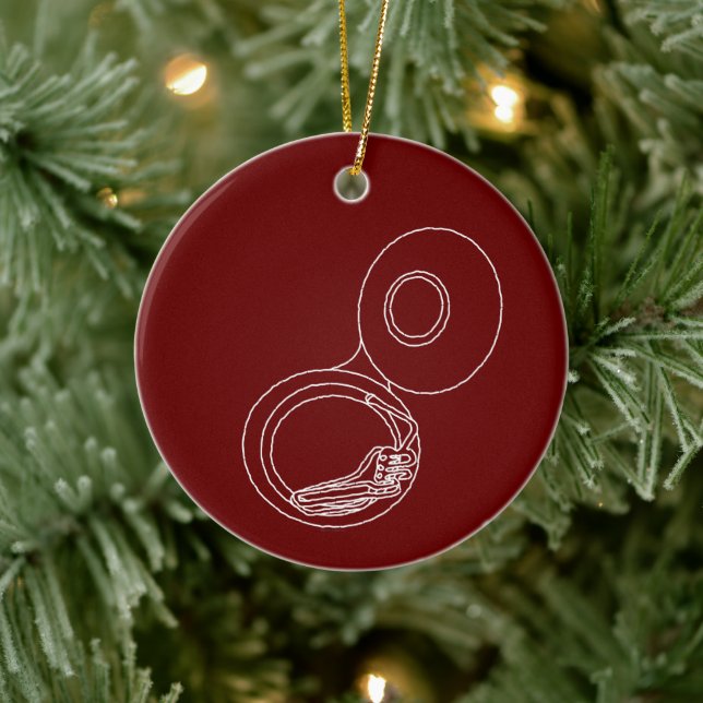 Rough Tuba Drawing Ceramic Ornament (Tree)