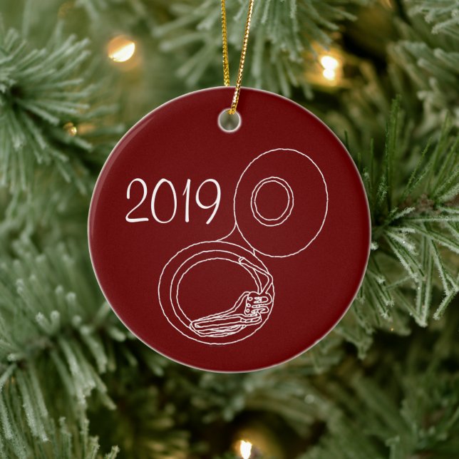 Rough Tuba Drawing Ceramic Ornament (Tree)