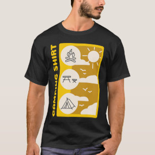 Roughing It Fire Picnic Table Tent Camping T-Shirt