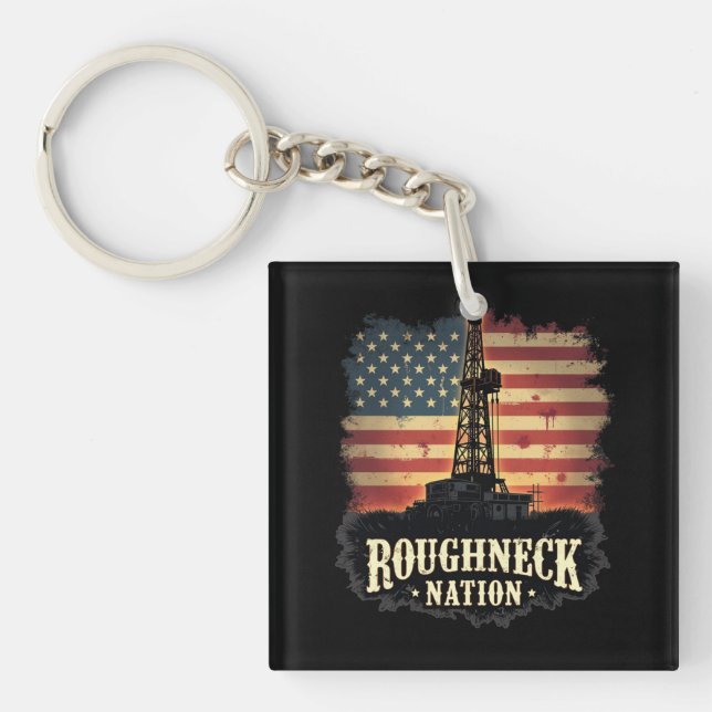 Roughneck Nation Oilfield American Worker Key Ring (Front)