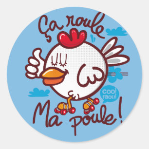 Roule ma poule classic round sticker