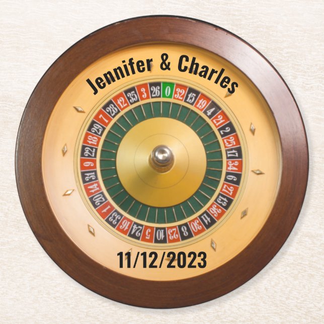 Roulette Casino Themed Wedding Coaster (Front)