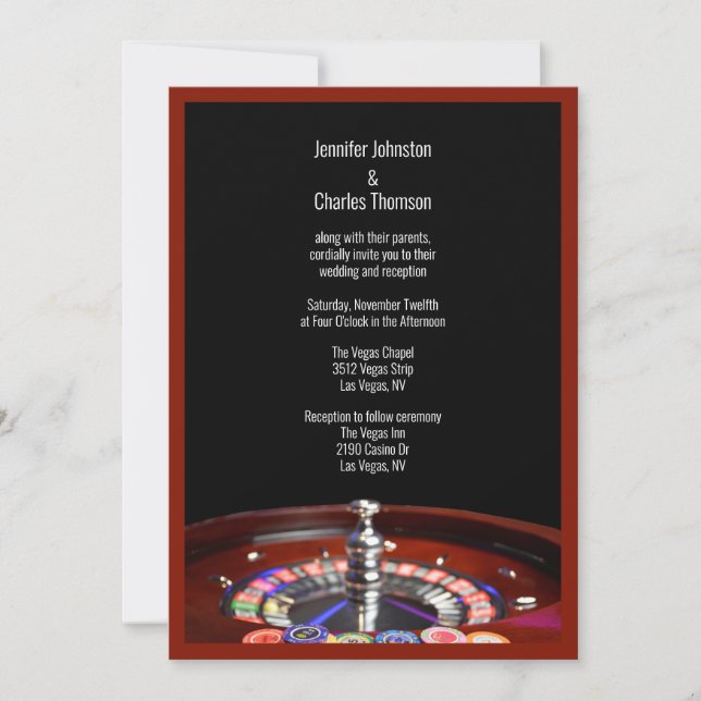 Roulette Casino Wedding Invitation (Front)