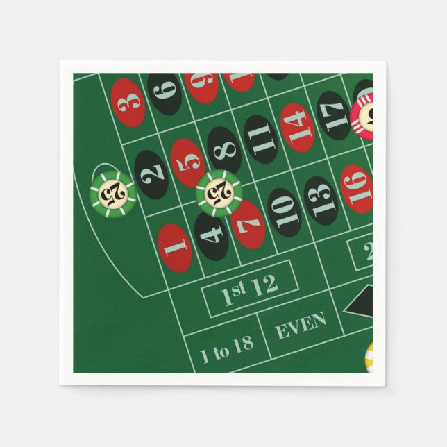 Roulette Table Casino Paper Napkin Set (Front)