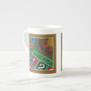 Roulette Table with Chips and Wheel Bone China Mug