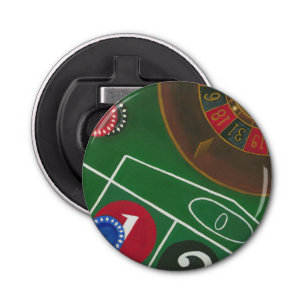 Roulette Table with Chips and Wheel Bottle Opener