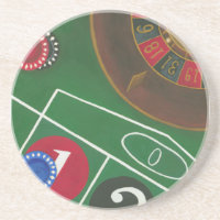 Roulette Table with Chips and Wheel