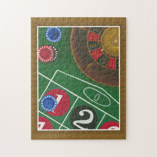 Roulette Table with Chips and Wheel Jigsaw Puzzle