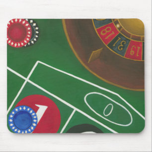 Roulette Table with Chips and Wheel Mouse Pad