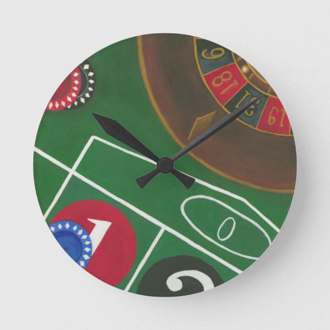 Roulette Table with Chips and Wheel Round Clock (Front)