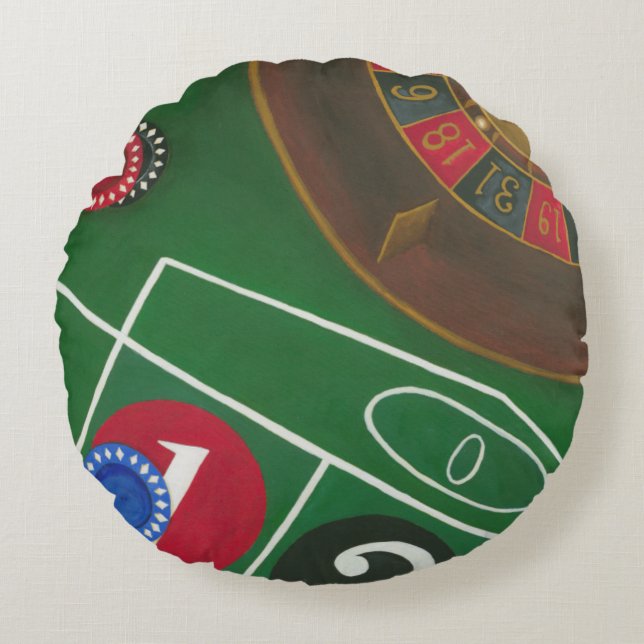 Roulette Table with Chips and Wheel Round Cushion (Front)
