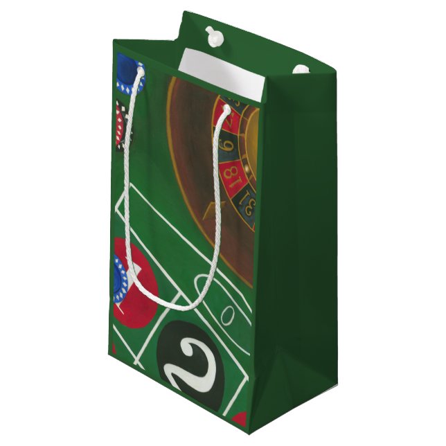 Roulette Table with Chips and Wheel Small Gift Bag (Front Angled)