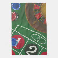 Roulette Table with Chips and Wheel