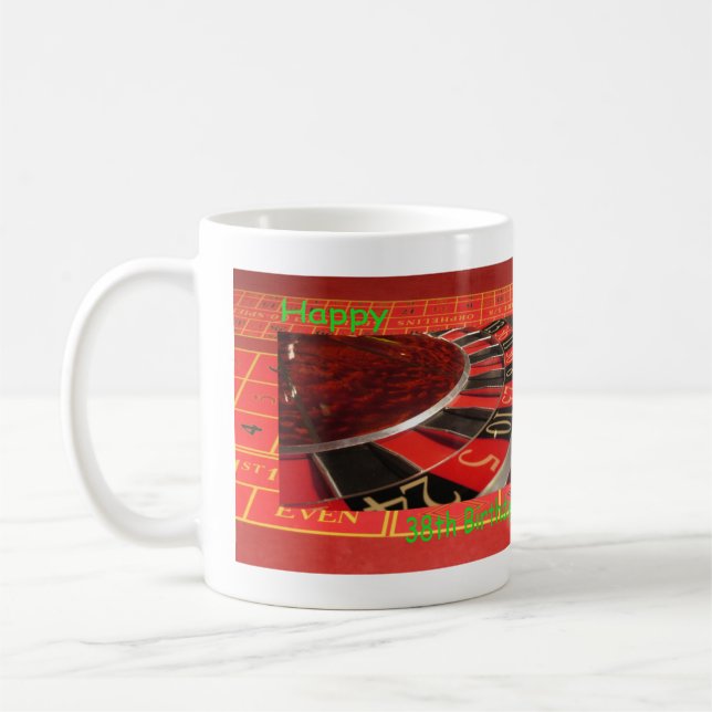 Roulette Wheel Happy 38th Birthday Coffee Mug (Left)