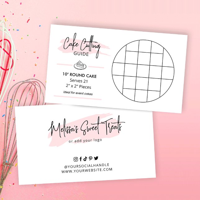 Round 10" Cake Cutting Diagram 2x2 Servings Guide Enclosure Card (10 inch round event cake cutting guide for 2x2 portions)