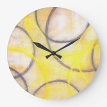 'Round About' Grey and Yellow Abstract Art Clock