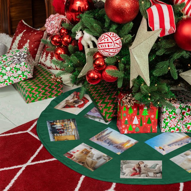 Round About Photo Collage Hunter Green Brushed Polyester Tree Skirt (Round About Photo Collage Hunter Green Brushed Polyester Tree Skirt)