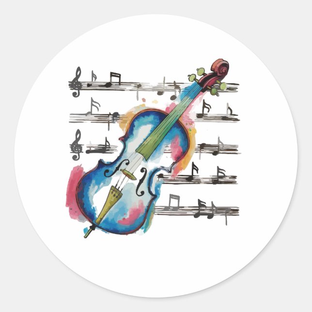 Round abstract violin sticker (Front)